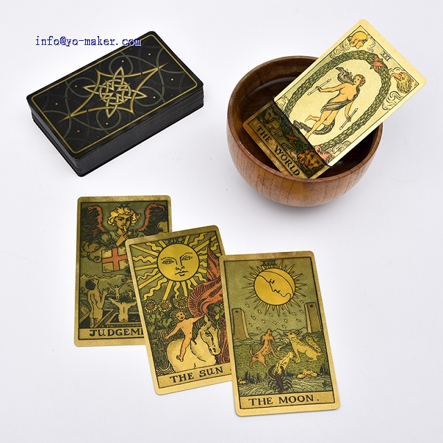 Gold Foil Tarot Hexagram Style Gold - 78 Card Destiny Prediction Game Knight Guide Papier avec Guide d'accompagnement adapté aux débutants et aux Experts.-Party Game