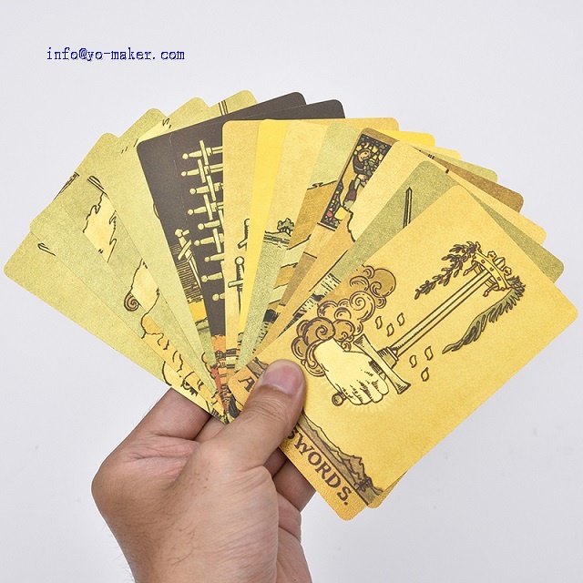 Tarot New Sunback Gold Foil – 78 Cartes Avec Guide En Anglais, Dos Doré, Jeu De Prédiction Pour Débutants Et Experts